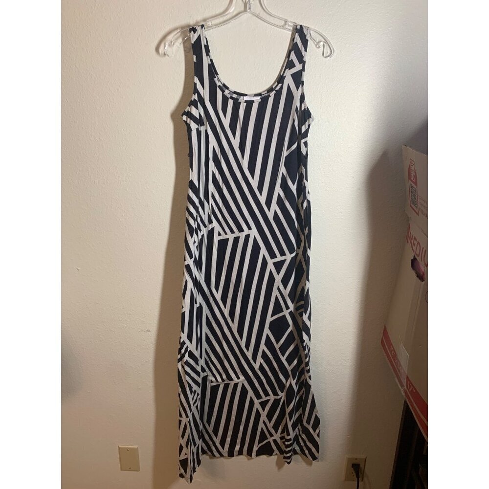 Motherhood Maternity Geometric Print Maxi Dress Women's Size Small Black AD8